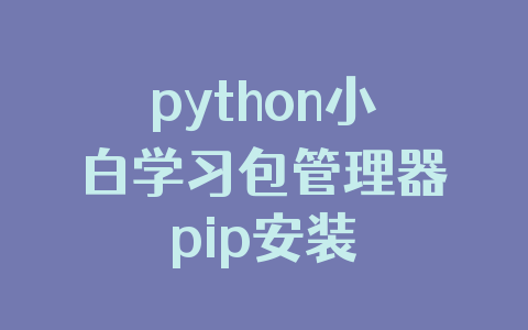 python小白学习包管理器pip安装