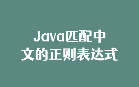 Java匹配中文的正则表达式