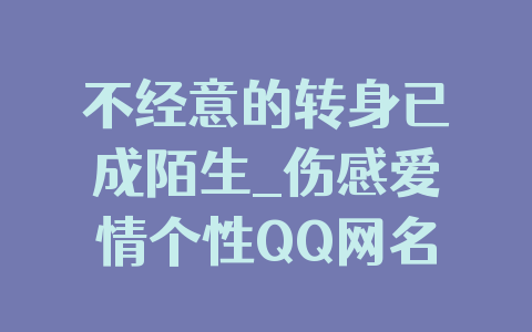 不经意的转身已成陌生_伤感爱情个性QQ网名
