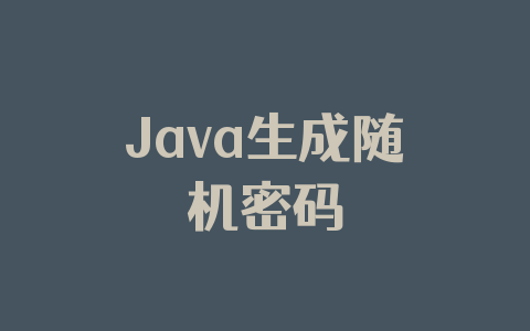 Java生成随机密码