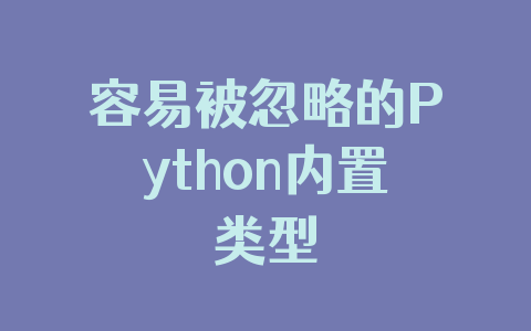 容易被忽略的Python内置类型