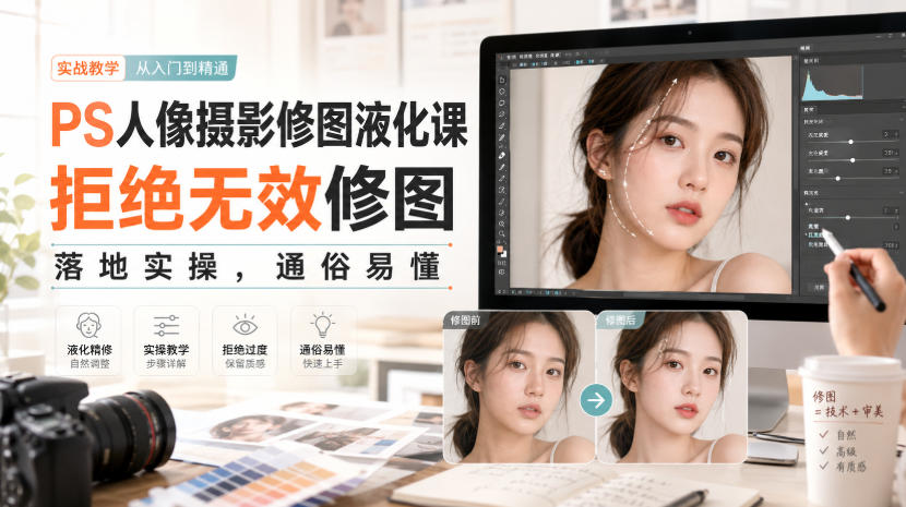 PS人像摄影修图液化课,拒绝无效修图,落地实操,通俗易懂 PS人像摄影修图液化课,拒绝无效修图,落地实操,通俗易懂