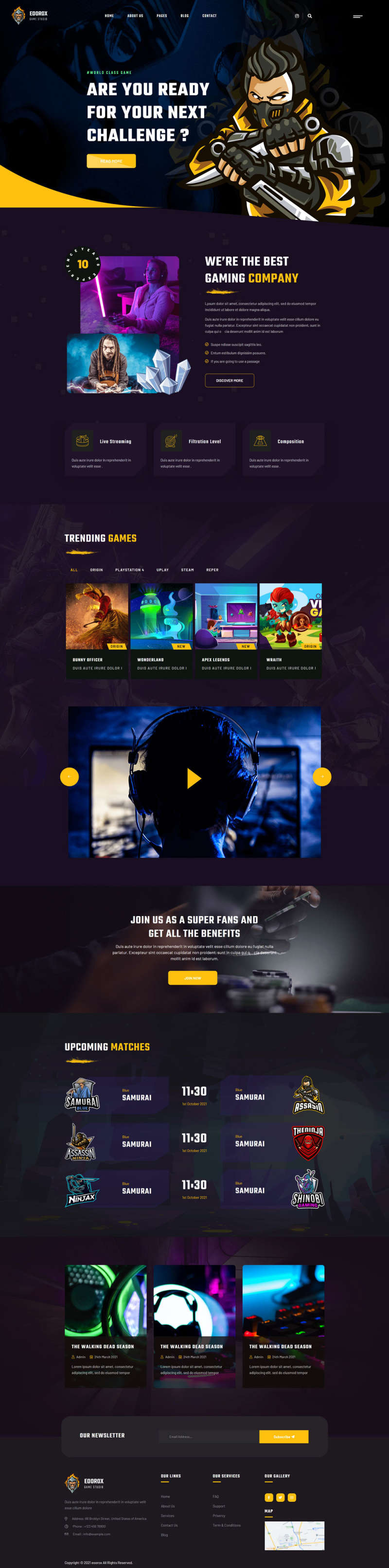 游戏电子竞技行业html5网站模板