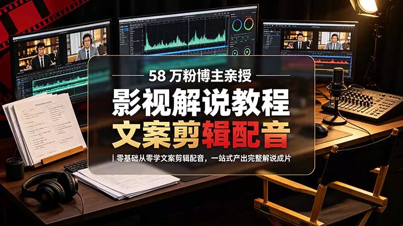 58 万粉博主荧幕春秋亲授影视解说教程|零基础从零学文案剪辑配音,一站式产出完整解说成片 58 万粉博主荧幕春秋亲授影视解说教程|零基础从零学文案剪辑配音,一站式产出完整解说成片