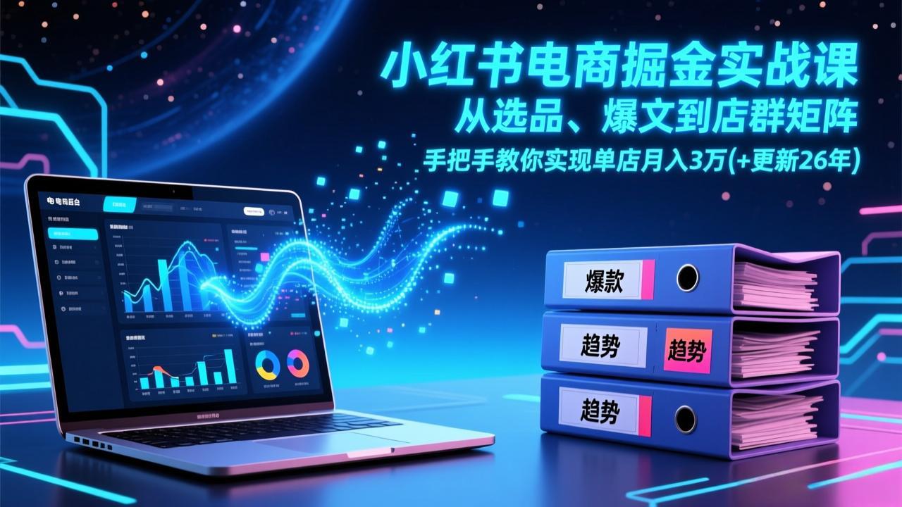 小红书电商掘金实战课,从选品、爆文到店群矩阵,手把手教你实现单店月入3万+(更新26年 小红书电商掘金实战课,从选品、爆文到店群矩阵,手把手教你实现单店月入3万+(更新26年