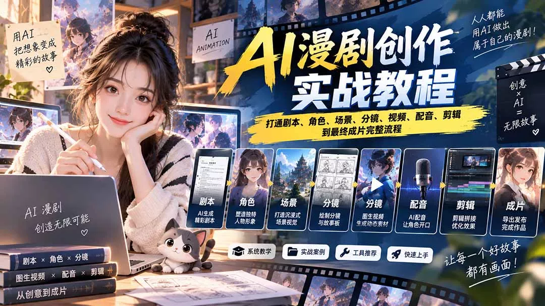 2026 AI漫剧创作实战教程:打通剧本、角色、场景、分镜、视频、配音、剪辑到最终成片完整流程 2026 AI漫剧创作实战教程:打通剧本、角色、场景、分镜、视频、配音、剪辑到最终成片完整流程