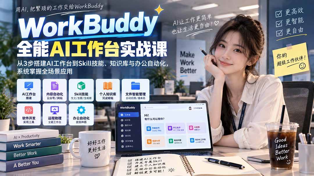 (20403期)WorkBuddy全能AI工作台实战课:从3步搭建AI工作台到Skill技能、知识库与办公自动化,系统掌握全场景应用 (20403期)WorkBuddy全能AI工作台实战课:从3步搭建AI工作台到Skill技能、知识库与办公自动化,系统掌握全场景应用