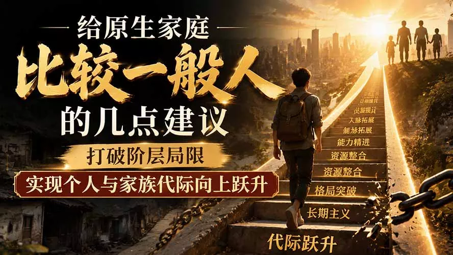 付费文章:给原生家庭比较一般人的几点建议,打破阶层局限,实现个人与家族代际向上跃升 付费文章:给原生家庭比较一般人的几点建议,打破阶层局限,实现个人与家族代际向上跃升