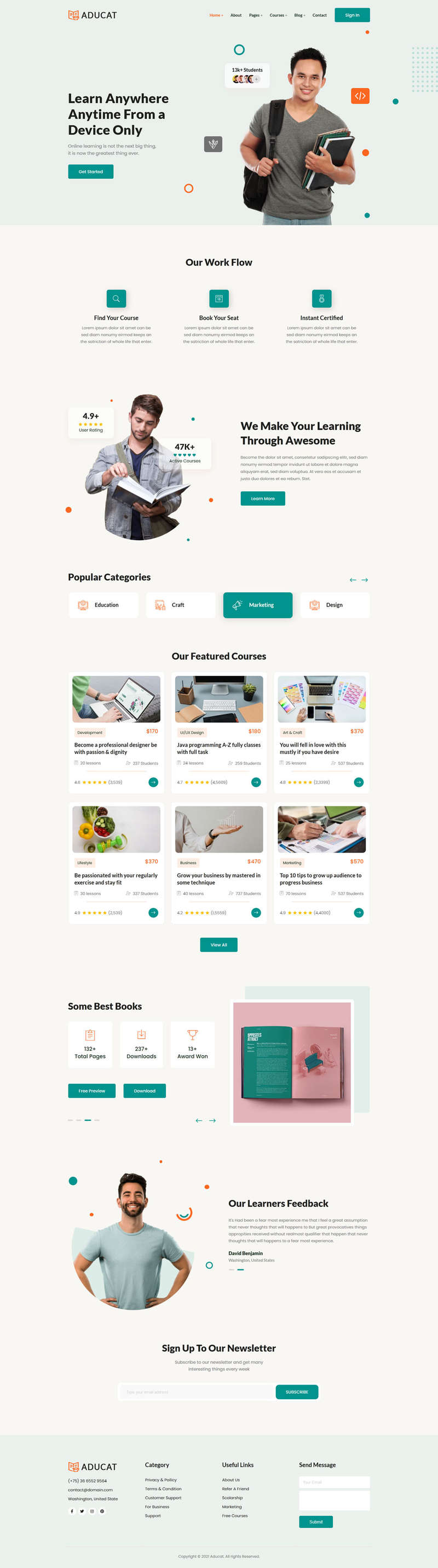 在线教育课程培训平台html网站模板