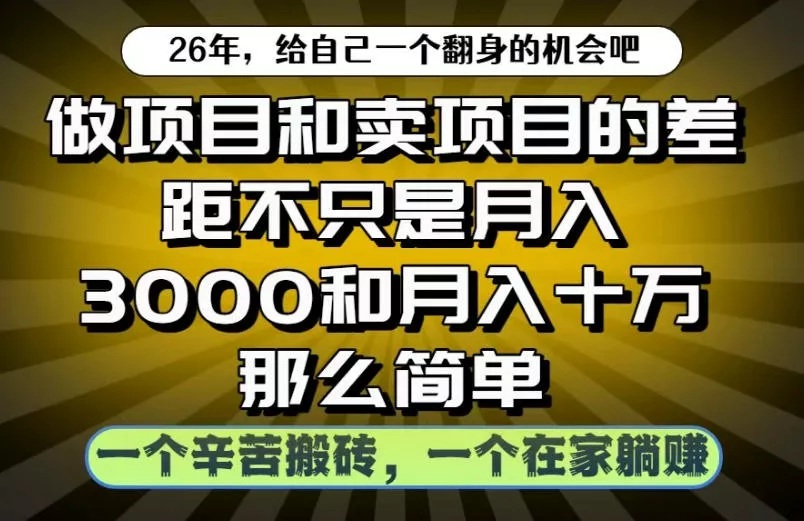 做项目和卖项目不只是月入3K和10W那么简单，一个努力搬砖，一个在家躺賺【揭秘】