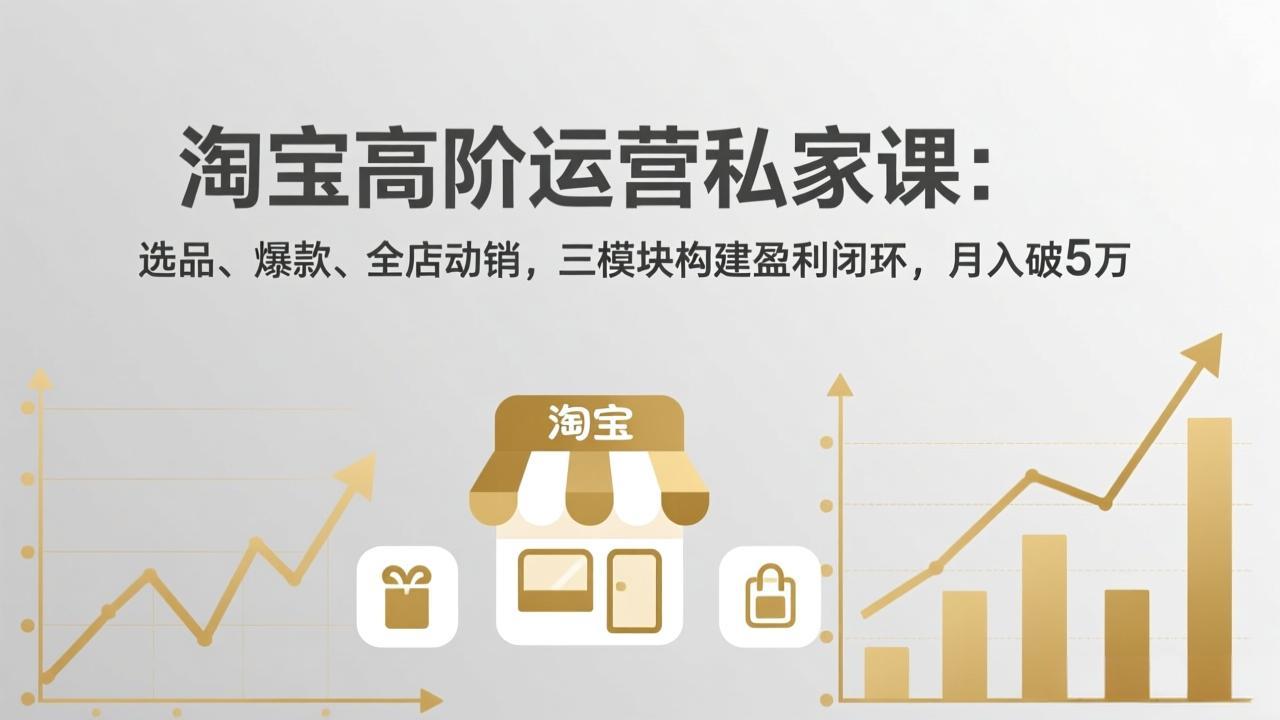 淘宝高阶运营私家课:选品、爆款、全店动销,三模块构建盈利闭环,月入破5万(更新26年2月 淘宝高阶运营私家课:选品、爆款、全店动销,三模块构建盈利闭环,月入破5万(更新26年2月