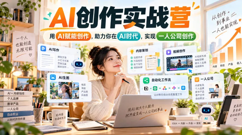 AI创作实战营,用AI赋能创作,助力你在AI时代,实现一人公司创作(更新) AI创作实战营,用AI赋能创作,助力你在AI时代,实现一人公司创作(更新)