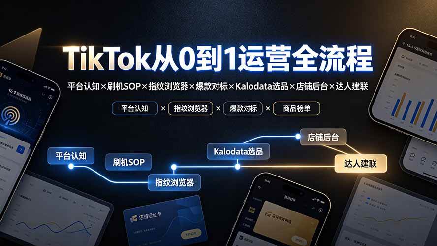 (19830期)TikTok从0到1运营全流程-更新:平台认知×刷机SOP×指纹浏览器×爆款对标×Kalodata选品×店铺后台×达人建联 (19830期)TikTok从0到1运营全流程-更新:平台认知×刷机SOP×指纹浏览器×爆款对标×Kalodata选品×店铺后台×达人建联