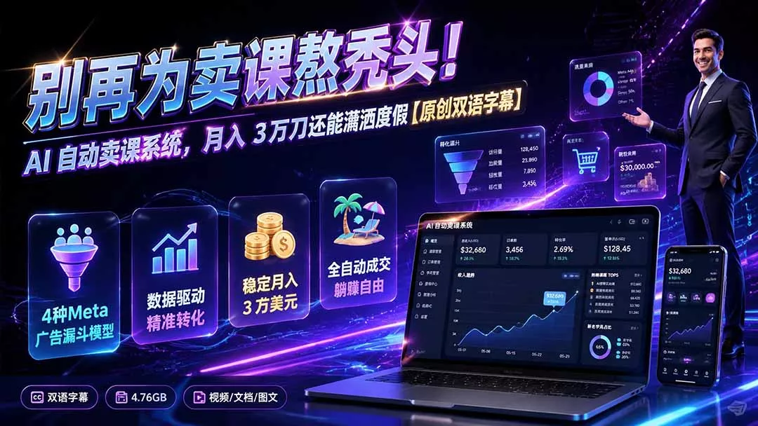 别再为卖课熬秃头!AI 自动卖课系统,月入 3 万刀还能潇洒度假【原创双语字幕】 别再为卖课熬秃头!AI 自动卖课系统,月入 3 万刀还能潇洒度假【原创双语字幕】