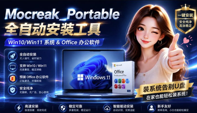 Mocreak全自动安装office和win10、win11系统,告别U盘装系统,使用安全可靠 Mocreak全自动安装office和win10、win11系统,告别U盘装系统,使用安全可靠