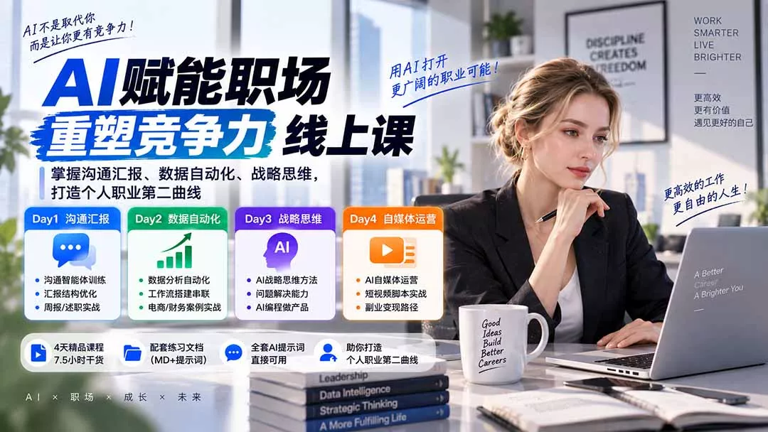 AI职场提效与第二曲线实战课-无水印:学习沟通汇报、数据工作流和战略思维,掌握AI编程做产品及自媒体运营方法 AI职场提效与第二曲线实战课-无水印:学习沟通汇报、数据工作流和战略思维,掌握AI编程做产品及自媒体运营方法