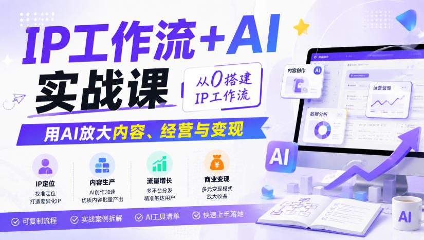 IP工作流+AI实战课,从0搭建IP工作流,用AI放大内容、经营与变现 IP工作流+AI实战课,从0搭建IP工作流,用AI放大内容、经营与变现