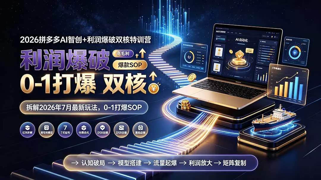 2026拼多多AI智创+利润爆破双核特训营-拆解2026年7月最新玩法,0-1打爆SOP 2026拼多多AI智创+利润爆破双核特训营-拆解2026年7月最新玩法,0-1打爆SOP